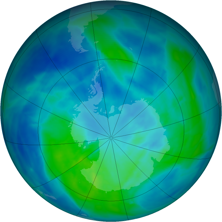 Antarctic ozone map for 21 March 2014
